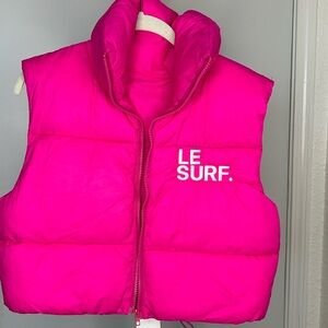 LE SURF Hot Pink Puffer Crop Vest. Size Small. Like New. Worn Once